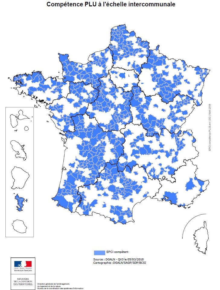 Carte des EPCI compétents en 2018